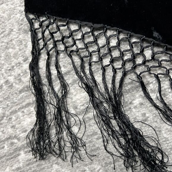 Velvet Burnout Wrap Shawl 70" Silk Blend Geometric Fringe Whimsygoth Gypsy Witch - Picture 3 of 6